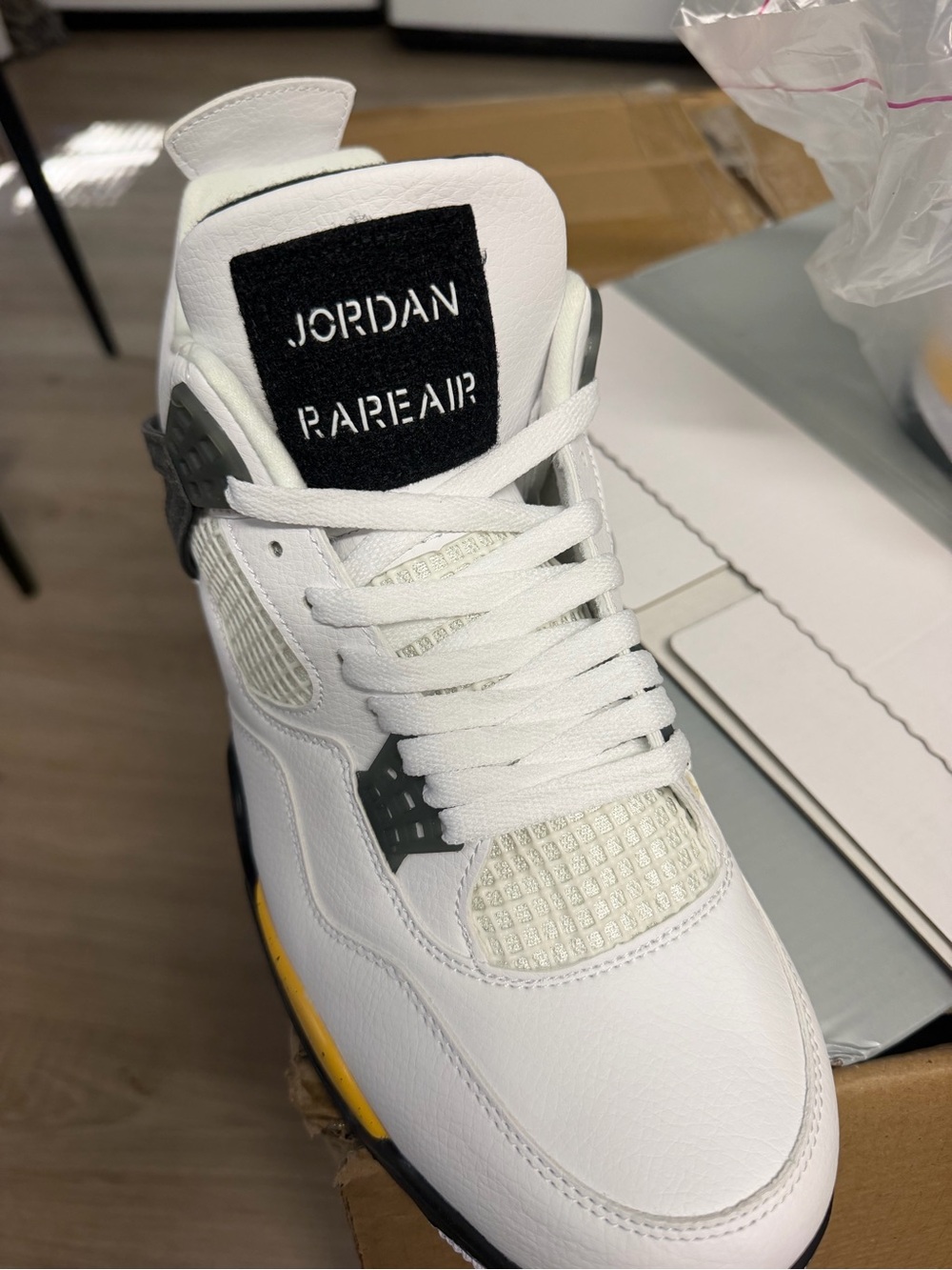 White & Yellow Men's Athletic Sneakers - Picture 3 of 4